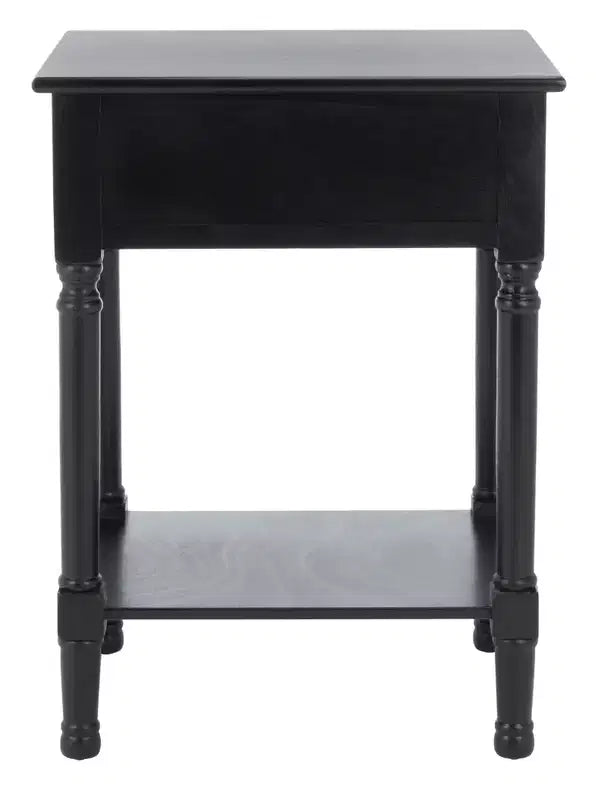 1 Drawer Accent Table with Open Shelf, Distressed White, Traditional Style
