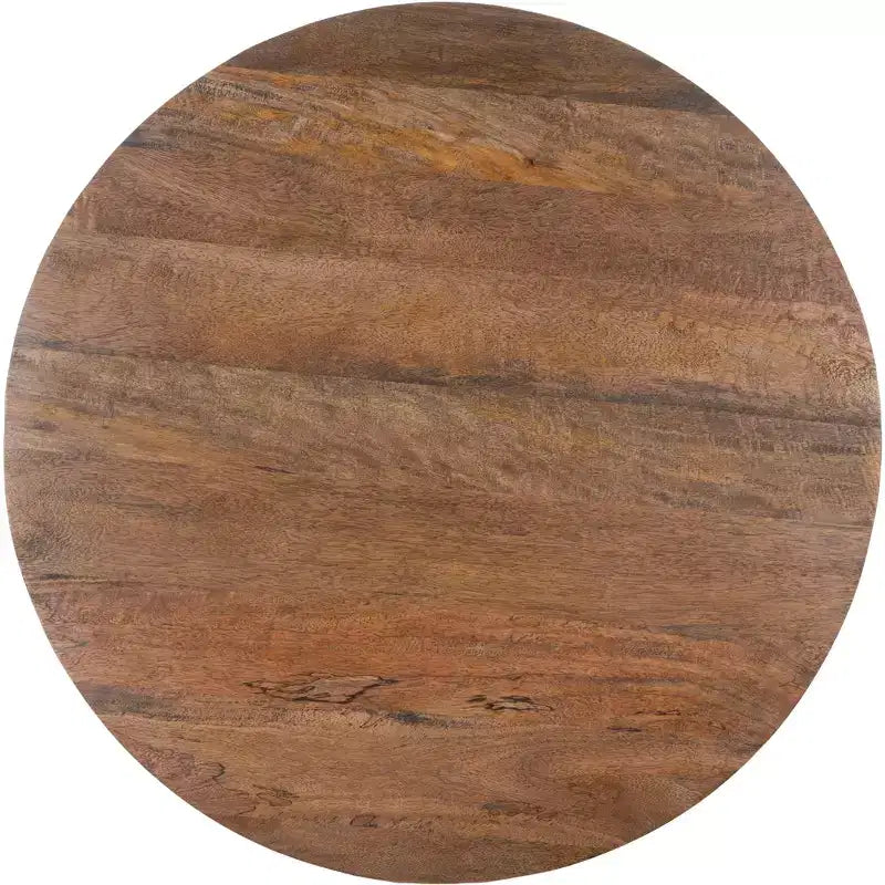 Round Coffee Table, Mango Wood Top with Rattan Base, Tropical Coastal Style
